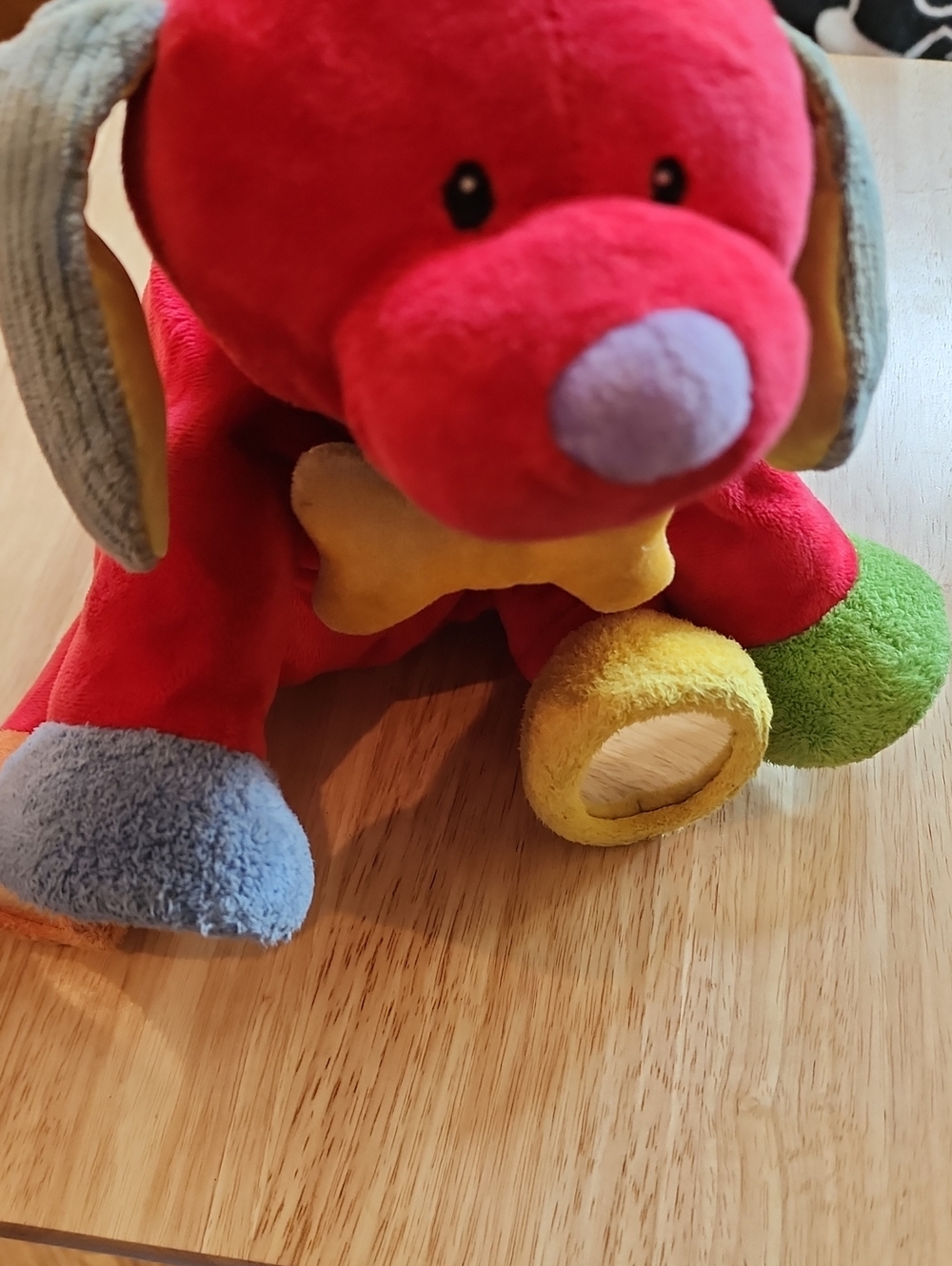 VTG RARE Baby Gund Tutti Frutti Colorblock Puppy Dog Rattle Plush #58312 HTF